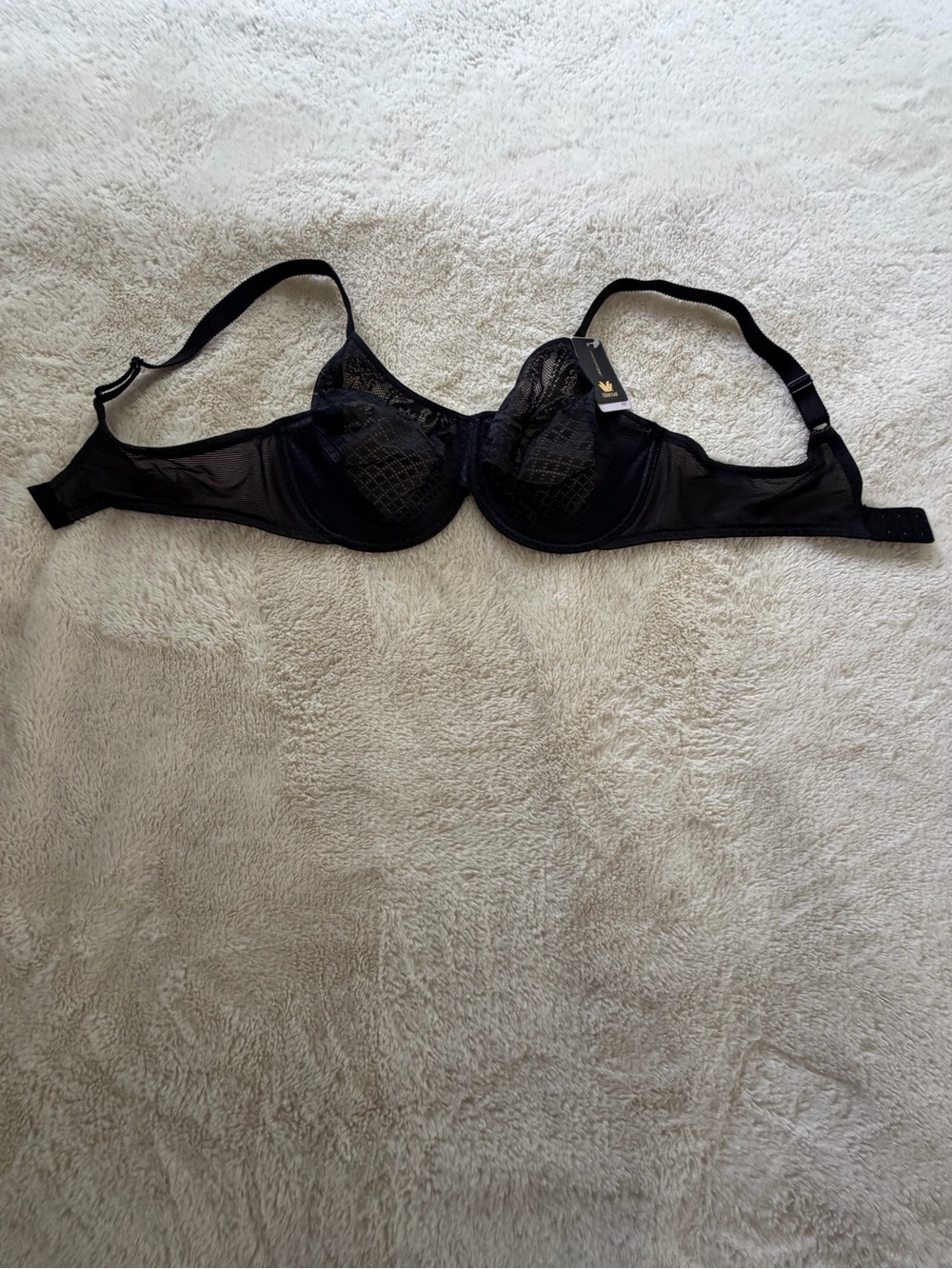 Wacoal 40D Black Lace Underwire Bra NWT Sheer Mesh Full Coverage 857210